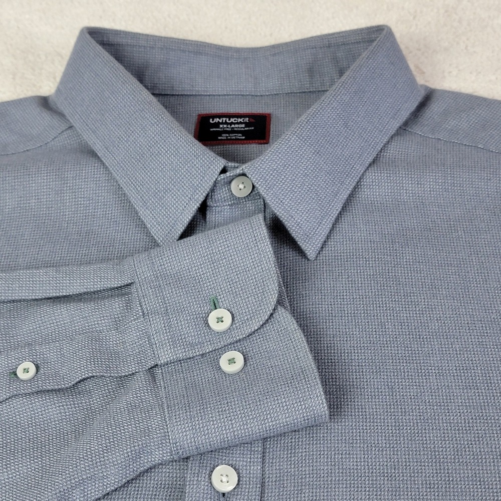 UNTUCKit Button Down Shirt Mens XXL Grey Veneto-Grisaille-WF Wrinkle Free